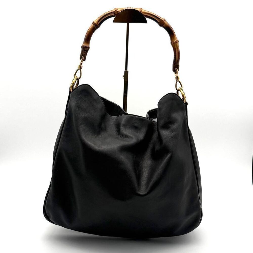 Gucci Black Leather Bamboo Handle Hobo - Picture 2 of 10